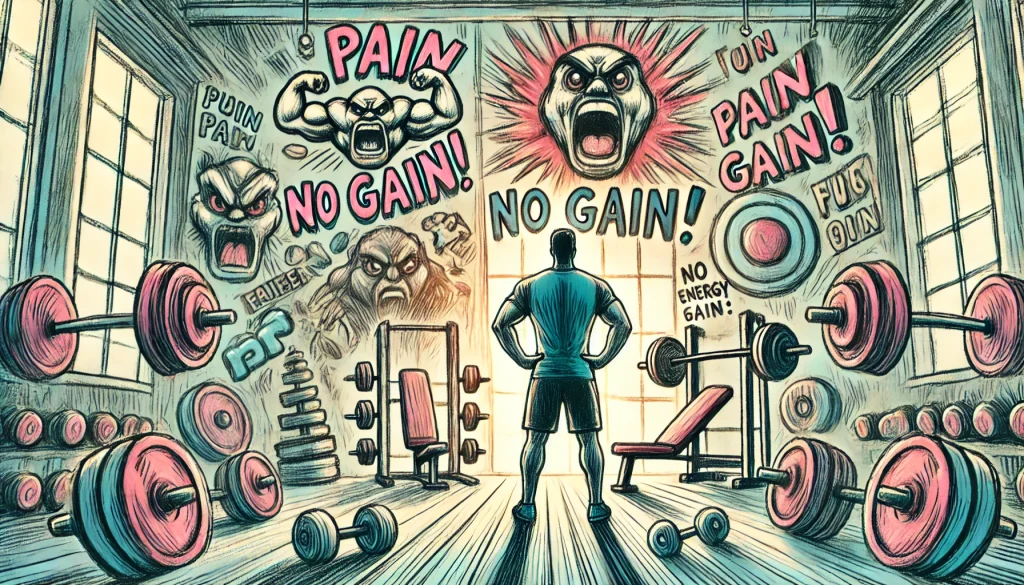 "The Judgment of Fitness" concept is complete! It captures the sense of isolation and pressure within a gym environment,  illustrating the need for natural movement alternatives